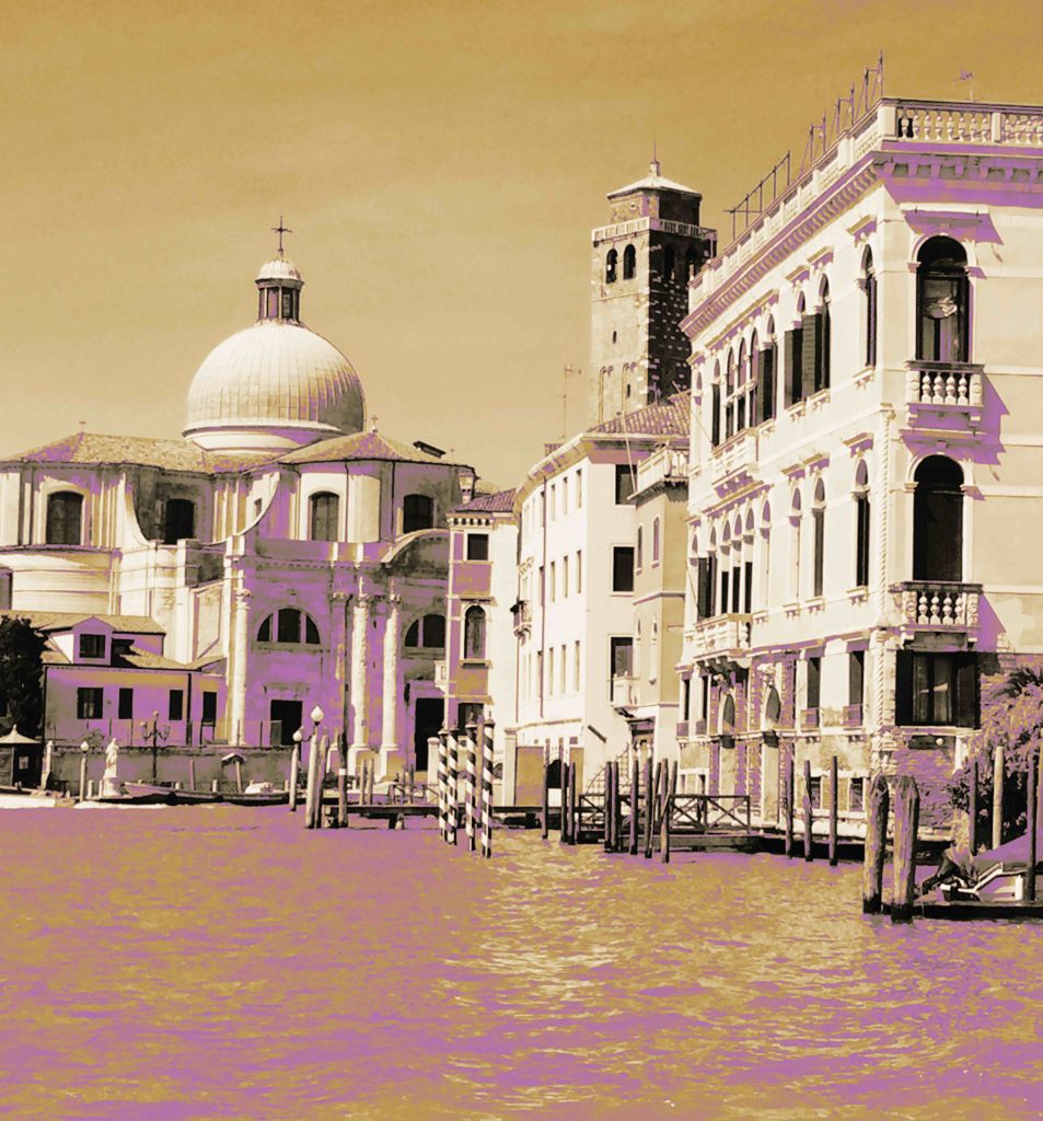 A photo of the Grand Canal of Venice in Sepia