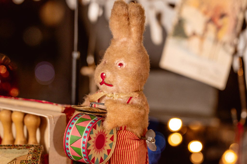 Victorian teddy bear with cymbals