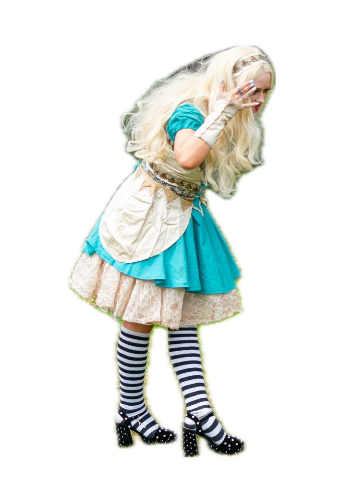 Alice in Wonderland Character Actor looking down