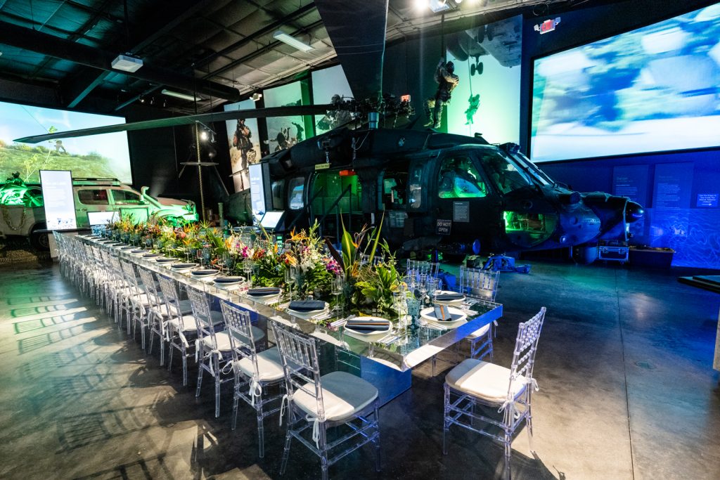 A Hawk Helicopter and dining table